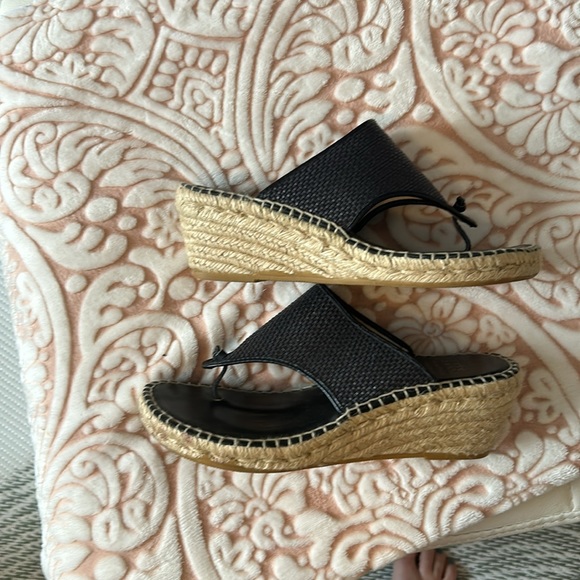 Andre Assous black Slide Thong Espadrilles Womens Wedge Sandals Sz UE 40 - Picture 4 of 6